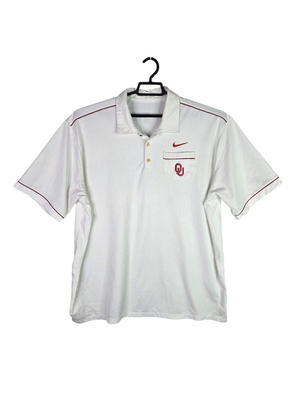 Mens Nike Dri Fit White Polo Shirt Short Sleeve 100% Polyester Size 2XL